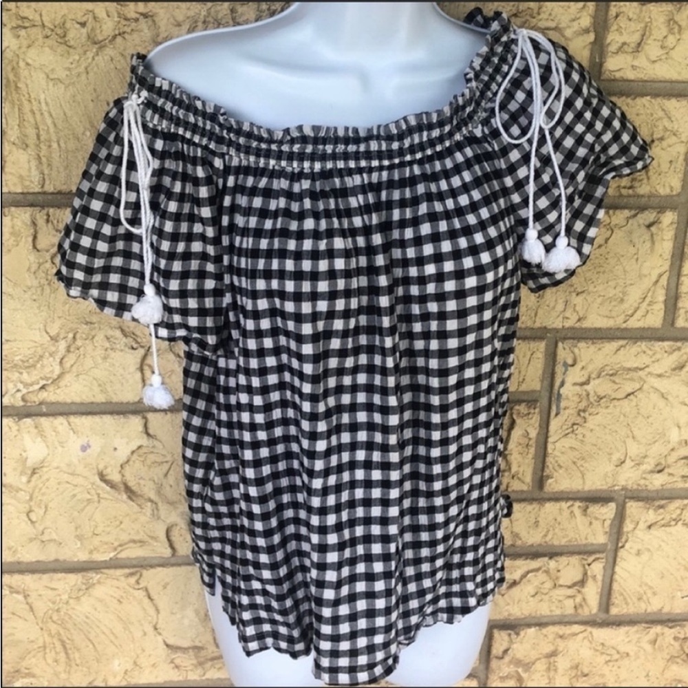 Ann Taylor Loft Off Shoulder Top Tassel Tunic Top Cute Beach Vacation Loose Fit - Picture 7 of 10